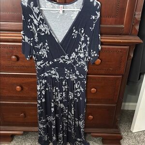 Floral Navy Wrap Dress